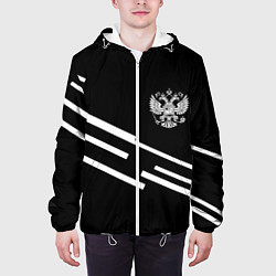 Куртка с капюшоном мужская Россия геометрия спорт, цвет: 3D-белый — фото 2