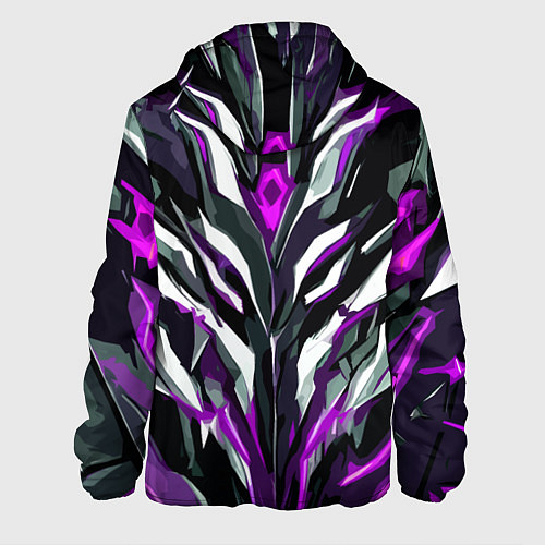 Мужская куртка Хаотичная фиолетово-белая абстракция / 3D-Черный – фото 2