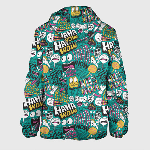 Мужская куртка Ха-ха ничего себе - паттерн с рожицами / 3D-Черный – фото 2