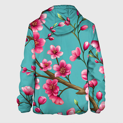 Мужская куртка Ветка розовой сакуры / 3D-Черный – фото 2