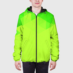 Куртка с капюшоном мужская Кислотная геометрия лайм, цвет: 3D-черный — фото 2