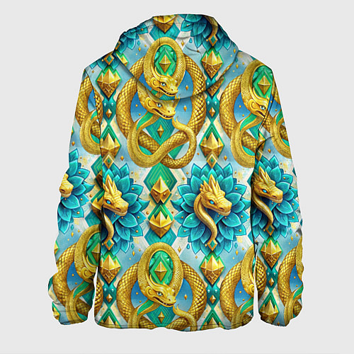 Мужская куртка Золотистые змеи и цветы / 3D-Черный – фото 2