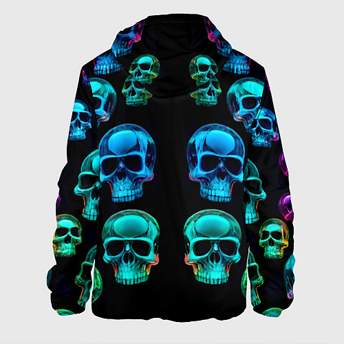 Мужская куртка Neon skulls - ai art pattern / 3D-Черный – фото 2