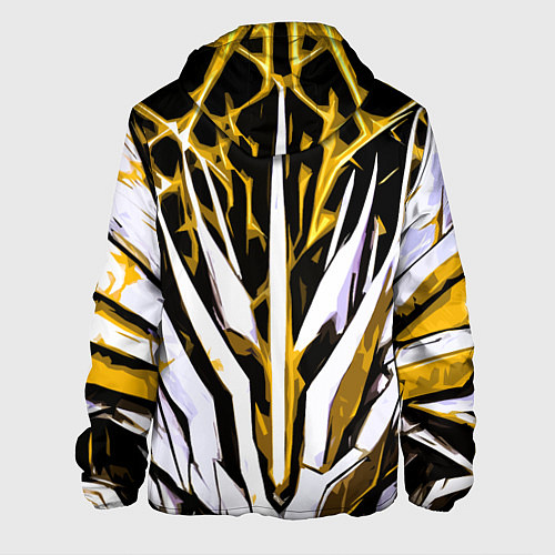 Мужская куртка Чёрный фон, жёлто-белая абстракция / 3D-Черный – фото 2