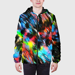 Куртка с капюшоном мужская Цветные краски абстракция, цвет: 3D-черный — фото 2