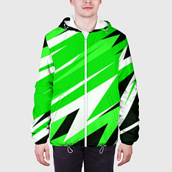 Куртка с капюшоном мужская Geometry stripes green, цвет: 3D-белый — фото 2