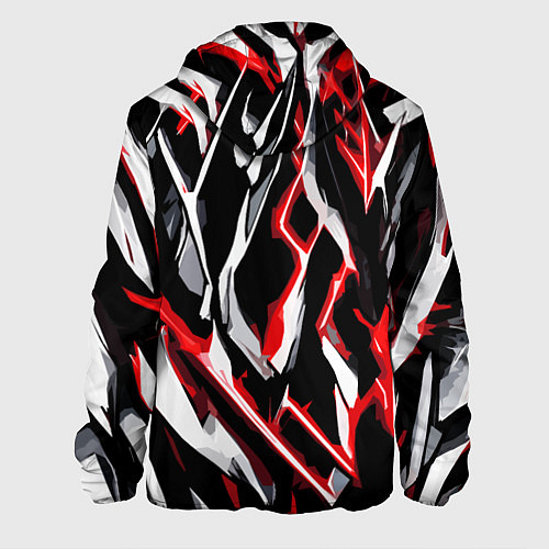 Мужская куртка Красно-белые агрессивные полосы на чёрном фоне / 3D-Черный – фото 2