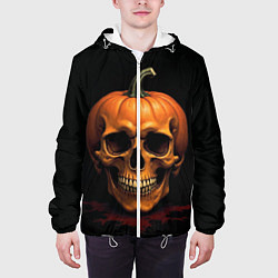 Куртка с капюшоном мужская Череп-тыква для Хэллоуина, цвет: 3D-белый — фото 2