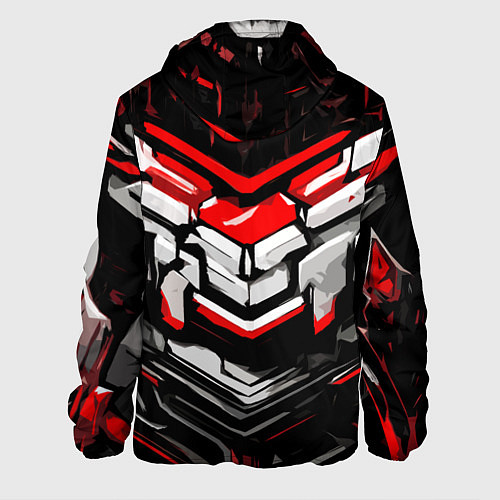 Мужская куртка Красно-белая агрессивная абстракция на чёрном фоне / 3D-Черный – фото 2