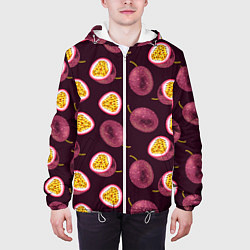 Куртка с капюшоном мужская Маракуйя паттерн, цвет: 3D-белый — фото 2