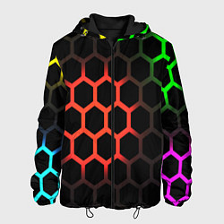 Куртка с капюшоном мужская Hexagon neon, цвет: 3D-черный