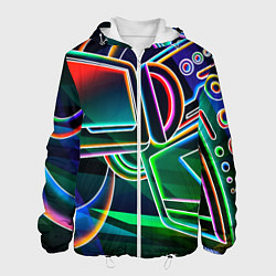Куртка с капюшоном мужская Неоновая психоделика геймер, цвет: 3D-белый