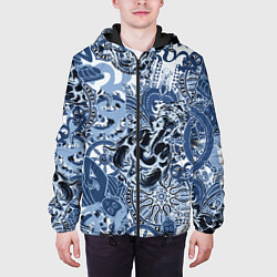 Куртка с капюшоном мужская Колеса сансары Будда и голова слона, цвет: 3D-черный — фото 2