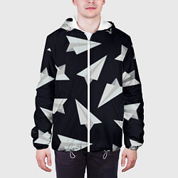 Куртка с капюшоном мужская Белый бумажный самолётик - Телеграм, цвет: 3D-белый — фото 2
