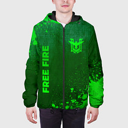 Куртка с капюшоном мужская Free Fire - green gradient вертикально, цвет: 3D-черный — фото 2