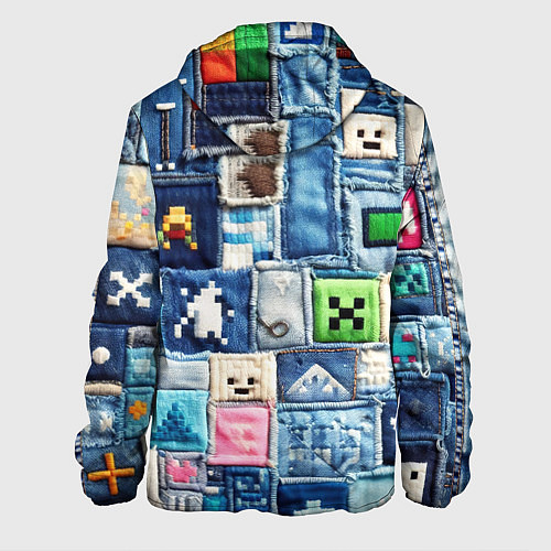 Мужская куртка Minecraft на пэчворк джинсах / 3D-Черный – фото 2