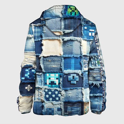Мужская куртка Minecraft на пэчворк дениме / 3D-Черный – фото 2