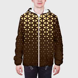 Куртка с капюшоном мужская Геометрический градиент - шоколад-латте, цвет: 3D-белый — фото 2