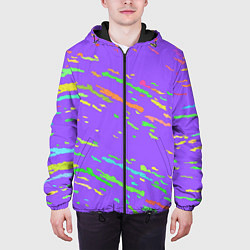 Куртка с капюшоном мужская Яркие штрихи, цвет: 3D-черный — фото 2