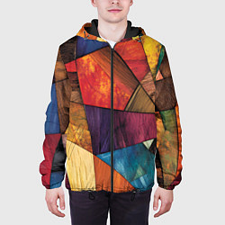Куртка с капюшоном мужская Мозайка геометрическая, цвет: 3D-черный — фото 2