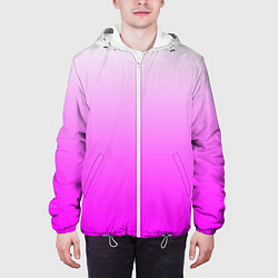 Куртка с капюшоном мужская Gradient color pink, цвет: 3D-белый — фото 2