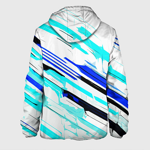 Мужская куртка Чёрно-сине-голубые полосы на белом фоне / 3D-Черный – фото 2