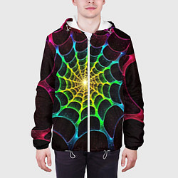 Куртка с капюшоном мужская Психоделика текстура фрактал, цвет: 3D-белый — фото 2