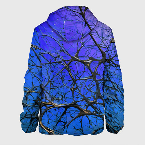 Мужская куртка Чёрные волокна и синий фон абстракция / 3D-Черный – фото 2