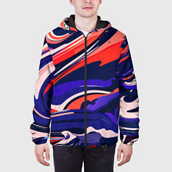 Куртка с капюшоном мужская Абстракция разводов разноцветная, цвет: 3D-черный — фото 2