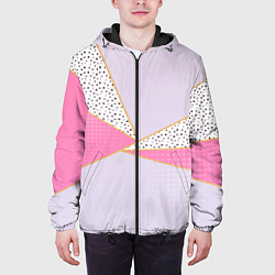 Куртка с капюшоном мужская Геометрическая абстракция с треугольниками и пятни, цвет: 3D-черный — фото 2