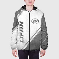 Куртка с капюшоном мужская Lifan - white gradient вертикально, цвет: 3D-черный — фото 2