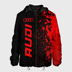 Куртка с капюшоном мужская Audi - red gradient по-вертикали, цвет: 3D-черный