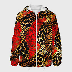 Куртка с капюшоном мужская Красно-черно-золотая змеиная кожа, цвет: 3D-белый
