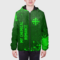 Куртка с капюшоном мужская My Chemical Romance - green gradient вертикально, цвет: 3D-черный — фото 2