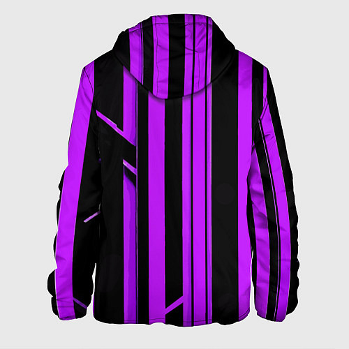 Мужская куртка Толстые фиолетовые полосы на чёрном фоне / 3D-Черный – фото 2