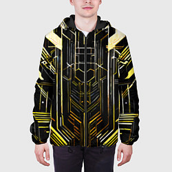 Куртка с капюшоном мужская Gold lines on a black background, цвет: 3D-черный — фото 2