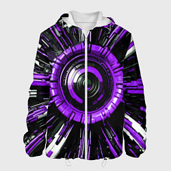 Куртка с капюшоном мужская Чёрно-фиолетовая сфера киберпанк, цвет: 3D-белый