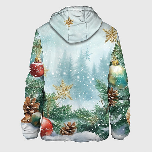 Мужская куртка Золотые снежинки - новогодний фон / 3D-Черный – фото 2