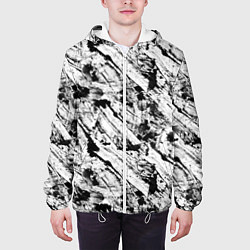 Куртка с капюшоном мужская Гранж текстура отпечатки краски, цвет: 3D-белый — фото 2