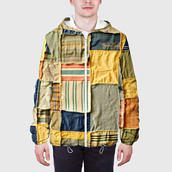 Куртка с капюшоном мужская Пэчворк в желтых оттенках, цвет: 3D-белый — фото 2