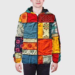 Куртка с капюшоном мужская Пэчворк из ярких тканей, цвет: 3D-черный — фото 2