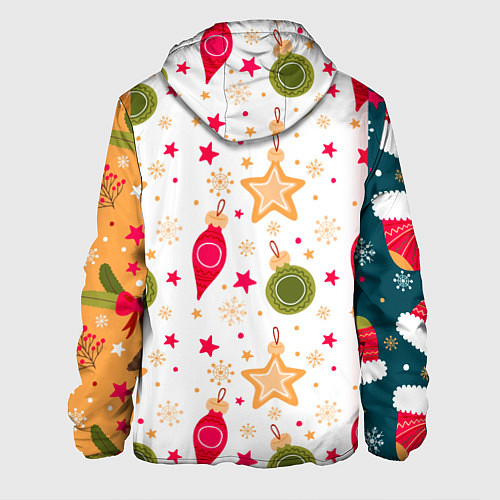 Мужская куртка Новогодние паттерны комбинация / 3D-Черный – фото 2
