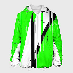 Куртка с капюшоном мужская Black and white vertical stripes on a green backgr, цвет: 3D-белый