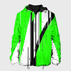 Куртка с капюшоном мужская Black and white vertical stripes on a green backgr, цвет: 3D-черный