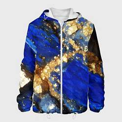Куртка с капюшоном мужская Золотой минерал в синем камне, цвет: 3D-белый