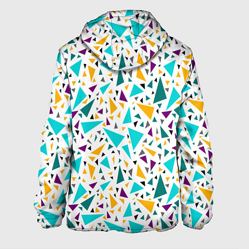 Мужская куртка Бирюзовые желтые треугольники на белом / 3D-Черный – фото 2