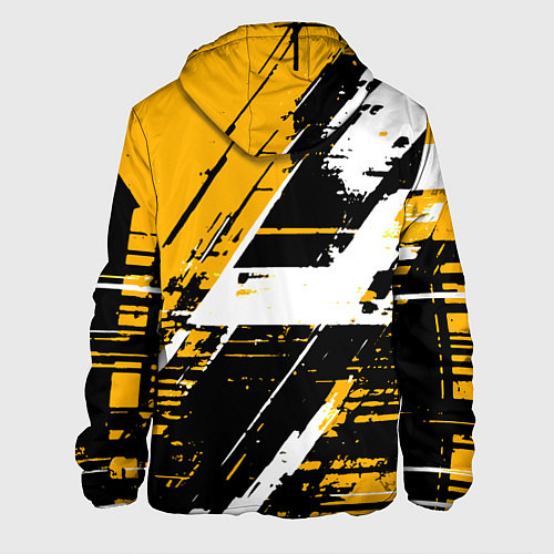 Мужская куртка Diagonal black and white stripes on a yellow backg / 3D-Черный – фото 2