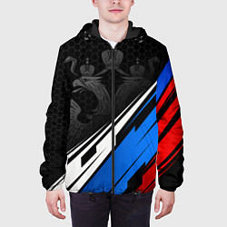 Куртка с капюшоном мужская Россия - абстракция, цвет: 3D-черный — фото 2