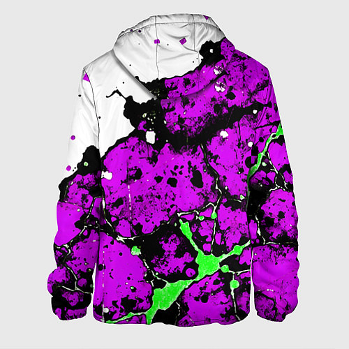 Мужская куртка Зелёно-розовая абстракция на белом фоне / 3D-Черный – фото 2