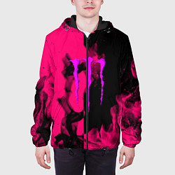Куртка с капюшоном мужская Monster energy fire pink, цвет: 3D-черный — фото 2
